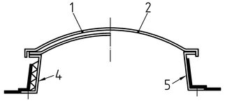 Obrzek 7 – Schematick oznaen sti bodovho svtlku s podsadou.
1 vcevrstv kopule; 2 jednovrstv kopule; 4 tepeln izolovan podsada; 5 podsada bez izolace