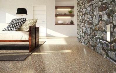 Barevn betony v interiru aplikovan na podlahy