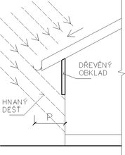 Obr. 4: Ochrana devnho obkladu obvodov stny pomoc pesahu stechy
