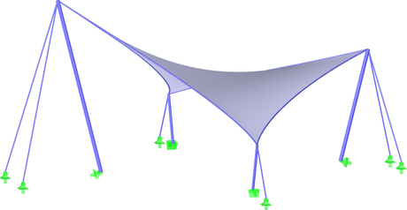 Obr. 2 Membrnov konstrukce tvaru hyperbolickho paraboloidu