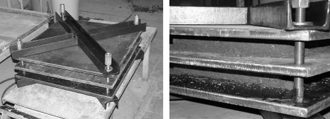 Obrázek 3: Laboratorní lis pro výrobu cementokonopných desek