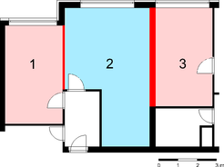 Obrázek 3 – půdorys vybrané části stavby pro výpočet vzduchové neprůzvučnosti