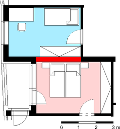 Obrázek 5 – půdorys vybrané části stavby pro výpočet kročejové neprůzvučnosti