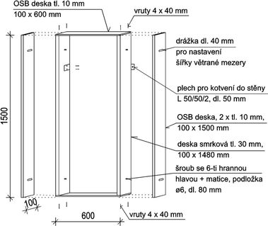 Obr. 1 Axonometrie konstrukce rmu panelu fasdy s posuvnmi bonmi deskami