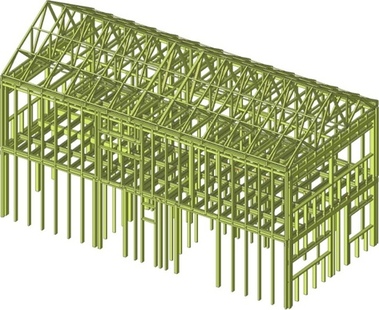 Obr. 2 – vpotov model nosn devn konstrukce domu
