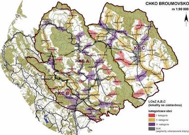 Obr. 5: Preventivní hodnocení krajinného rázu CHKO Broumovsko. Kategorizace lokalit se zástavbou (LOsZ). (Atelier V, 2010)