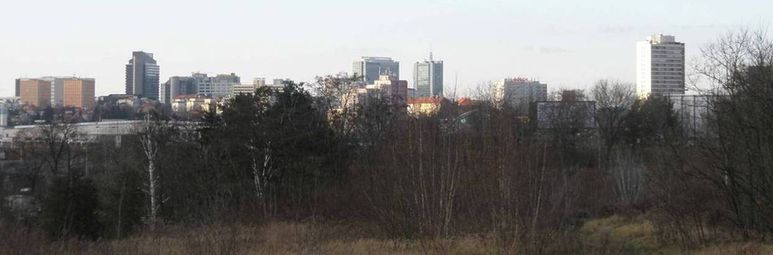 Obr. 13: Pankrácká pláň v pohledu z Roztyl představuje městský horizont, promítající se na pozadí krajinářské scenérie. (Foto I. Vorel)