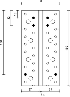 Obr. 5 – Detail rozmiestnenia klincov na konzolke AluMidi