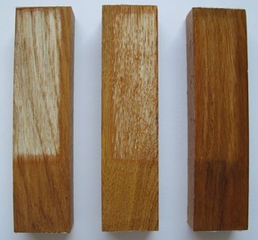 Obr. 6 A: Transparentn povrchov pravy po testech umlho strnut – pln (vlevo), sten (uprosted) a nejmn pokozen ntrov systm (vpravo)