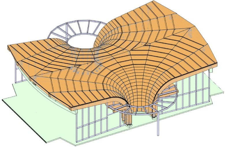 Obr. 6: Stavebn priestorov model kontrukcie s CLT panelmi
