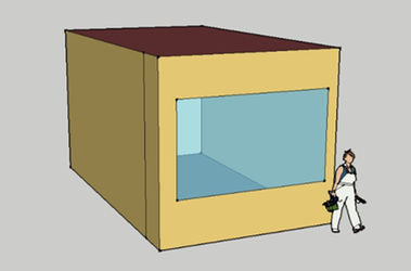 Obr. 4 Geometria jednoduchho modelu kancelrie na budove Vskumnho centra U