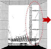 Obr. 1a Vzpnadla s jednm kem stabilizujc vtah Grande Arche v Pai