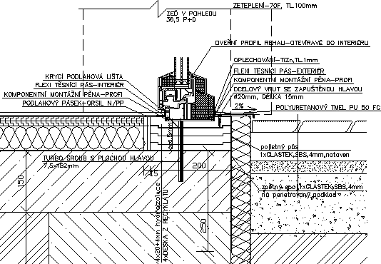 Obr. 5: Schéma konstrukčního detailu podkladní konstrukce