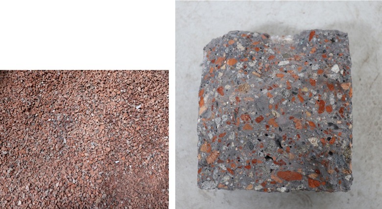 Obr. 7. Vliv pouitho recykltu na vizuln kvality materilu – podl cihelnho a betonovho recykltu – vzorek ze smsnho recykltu (foto – autor)