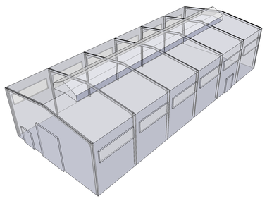 Obrázek 3: 3D model jednolodní haly