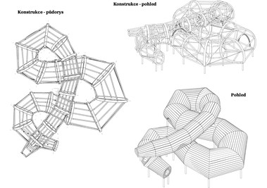 Zmije – 3D konstrukční řešení a skica – Herní krajina Pecka