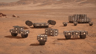 Obr. 13: 3D print Mars habitat, autonomní technologie 3D tisku