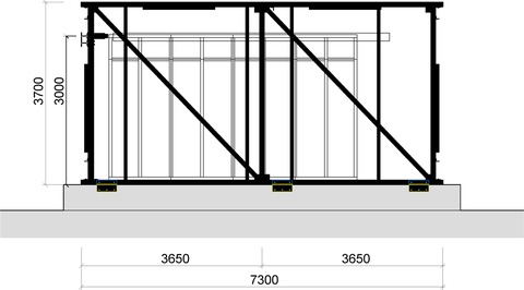 Obr. 3 – Schéma stěnových panelů v pomocné ocelové konstrukci