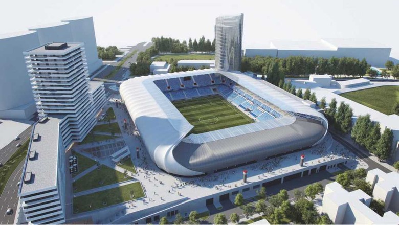 Obr. 6 Vizualizácia – Národný futbalový štadión a komplex komerčných budov (Autor: Ing. arch. Karol Kállay)