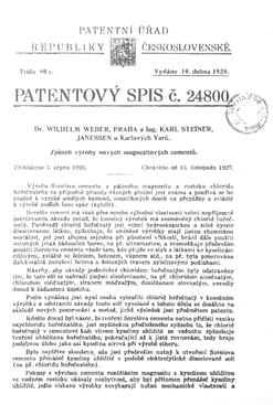 Obr. 1: Patentov spis na zpsob vroby Sorelova cementu (SR, 1928)