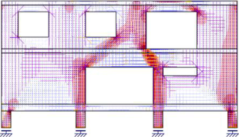 Obr. 3: Vykreslen napovho pole: b) stna s otvory