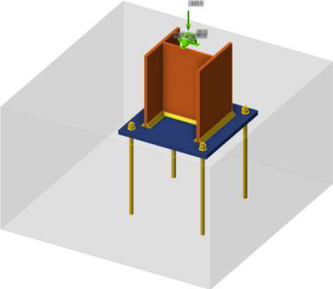 Obr. 7: Praktick aplikace 3D CSFM – kotvy lepen do betonu: b) model kotven blzko okraje