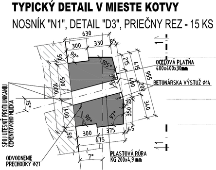 Obr. 13a – Nosníky s 10-lanovými kotvami v reze