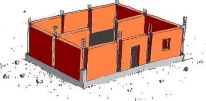 Obr.&nbsp;1 Postup v�stavby: a)&nbsp;sev�en�ho zdiva s&nbsp;vodorovn�mi a svisl�mi ztu�uj�c�mi prvky