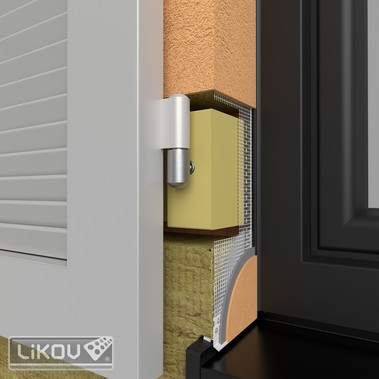 P��klad mont�e z�v�su pro okenice do prvku LIFIX L z �eln� strany (p�i pou�it� z�vrtn� matice je spoj rozeb�rateln�)