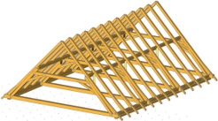 Obr.&nbsp;3b: Konštrukcia č.&nbsp;9 – 3D schéma Rankovho úsporného krovu variant&nbsp;B
