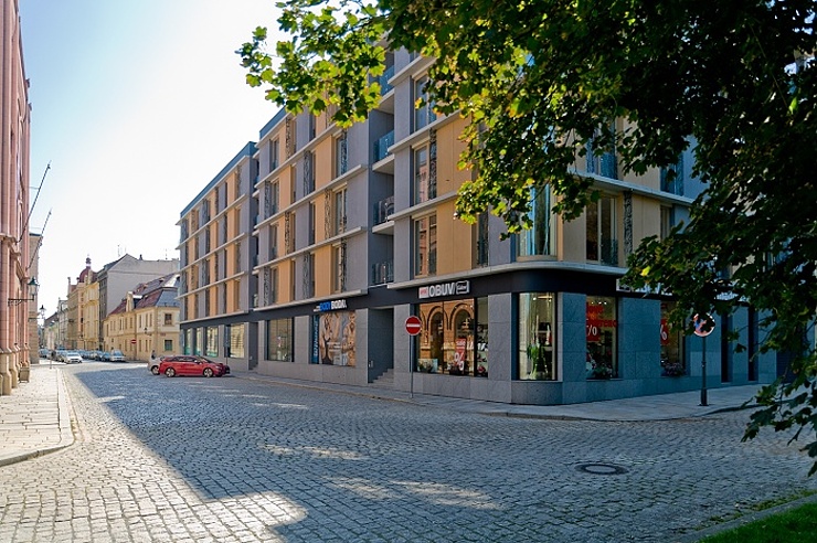 Ocenn bytov dm Veleslavnova je postaven z vpenopskovch cihel Zapf Daigfuss Kalksandstein