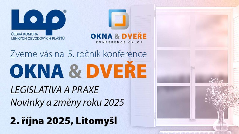 Pozvánka na 5. ročník konference ČKLOP - OKNA & DVEŘE 2025